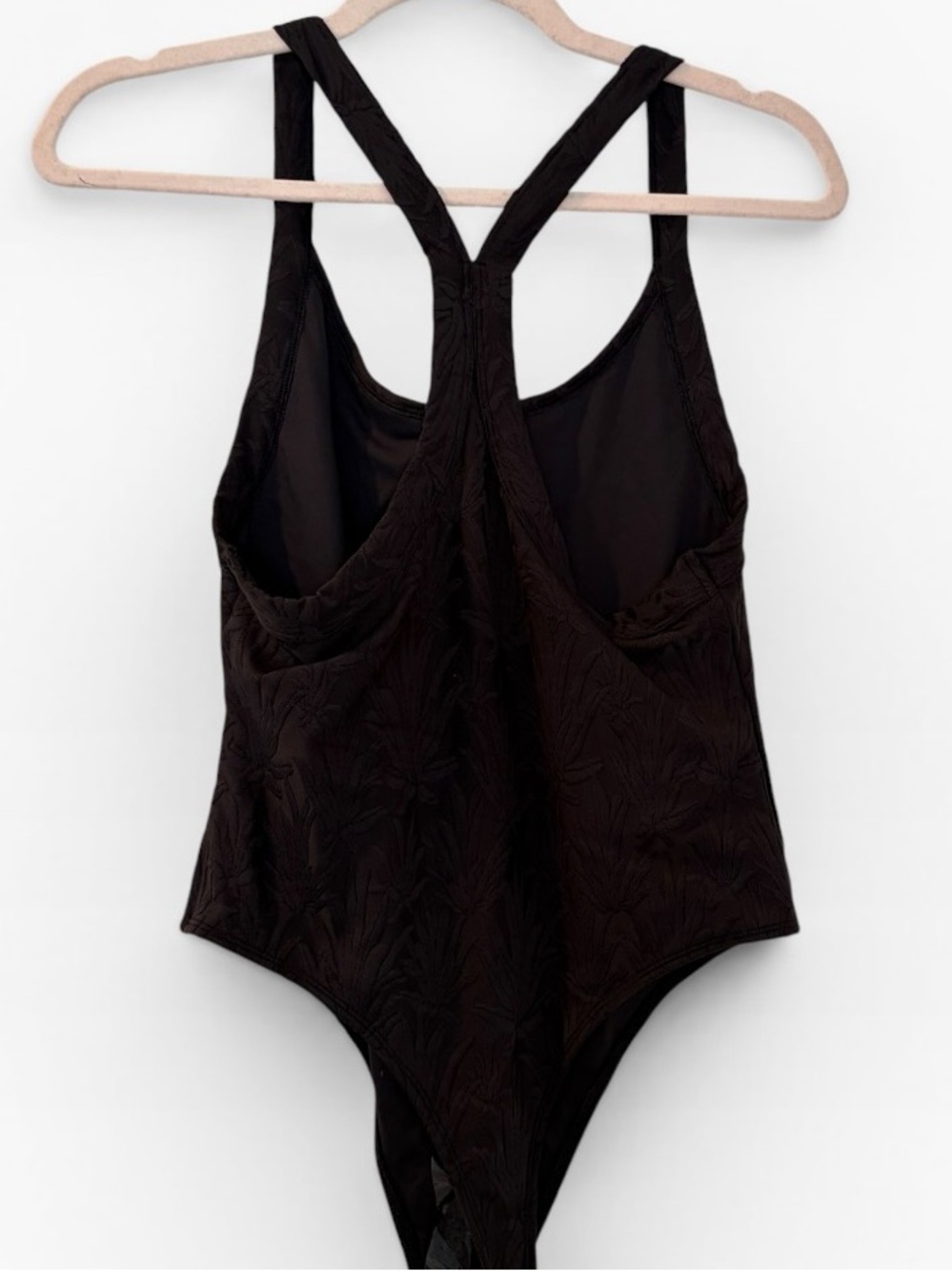 Twenty Montreal One Piece Swimsuit Black Textured Racerback Size Small